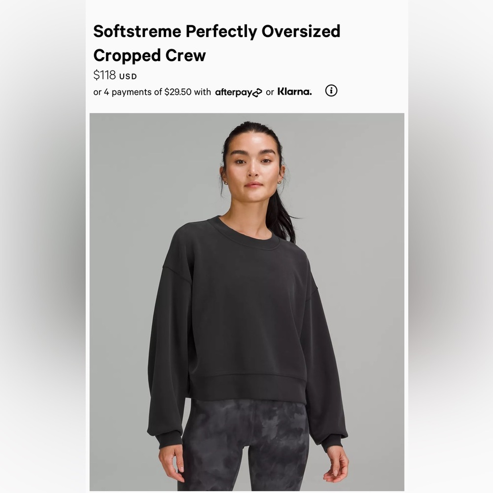 Lululemon Softstreme Perfectly Oversized Cropped Crew